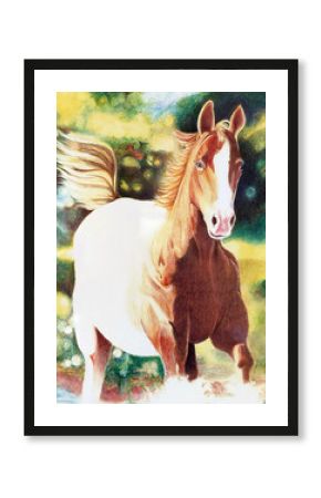 Colored Pencil Drawing of a Pinto Horse