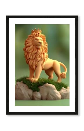 Majestic lion statue. AI.