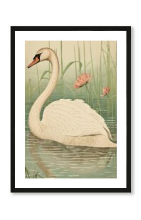 Swan in pond animal bird waterfowl.