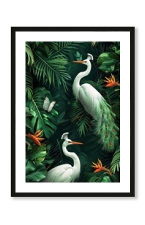 Tropical bird outdoors pattern.