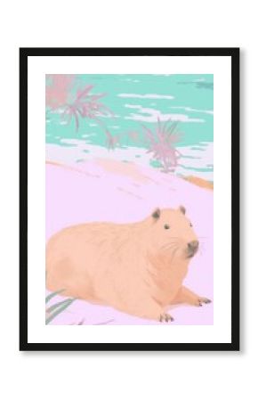Cute capybara wildlife animal mammal.