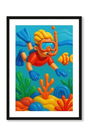 Colorful underwater adventure illustration.