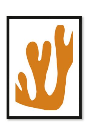 Flat vector showing orange abstract coral branch floating on transparent background, copy space