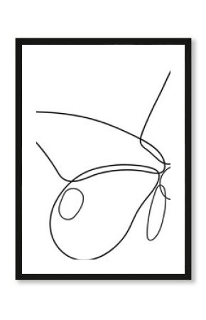 Abstract butterfly is forming in continuous line art with looping curves on transparent background