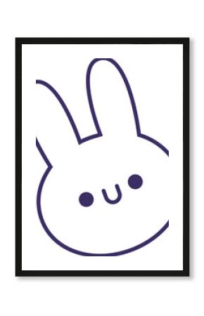 Cartoon bunny head silhouette is showing line art with purple outline on transparent background