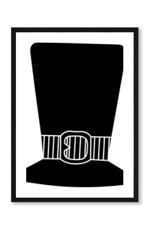 Pilgrim-style top hat silhouette is being shown on transparent background, with striped buckle band