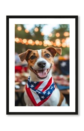 Happy dog at 4th of july barbecue