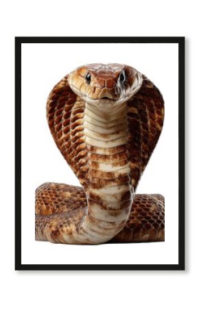cobra snake with hood extended isolated on transparent background