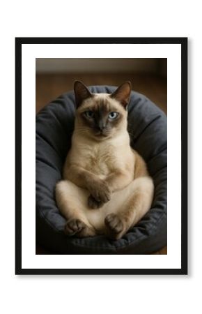 Relaxed cat lounging comfortably.