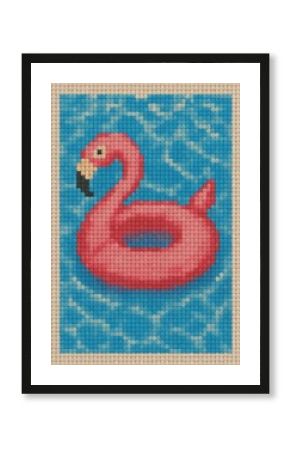 Pixelated flamingo pool float.