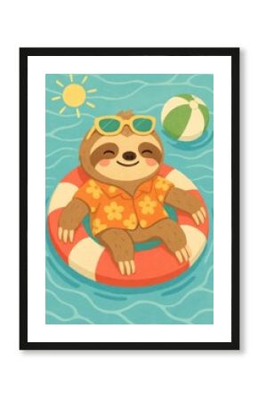 Relaxed sloth enjoying summer vibes.