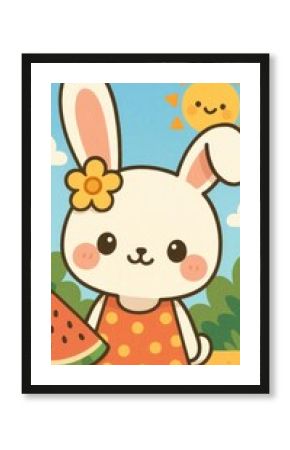 Cute bunny with watermelon delight.