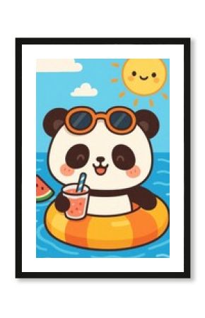 Cute panda enjoying summer vibes.