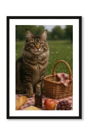 Cat picnic basket outdoors nature