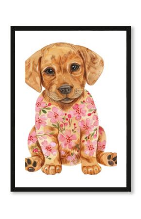 PNG Adorable puppy with floral design