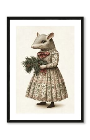 Armadillo animal illustration christmas.