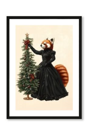 Red Panda christmas animal tree.