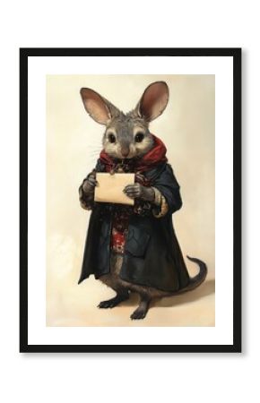 Wallaby animal coat illustration.