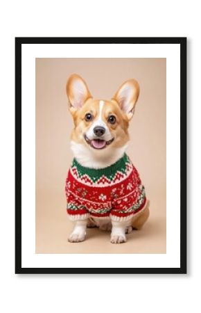 Corgi dog wearing christmas sweater corgi cute pet.