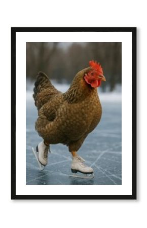 Chicken ice skating fun