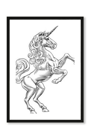 Heraldic Coat of Arms Crest Rearing Unicorn