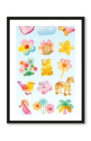 3d jelly gummy shape design element set