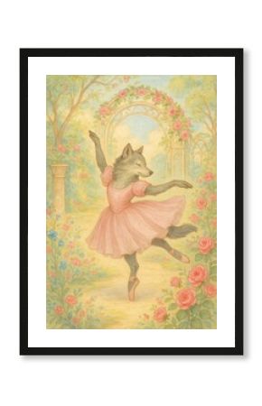 Whimsical wolf ballerina garden