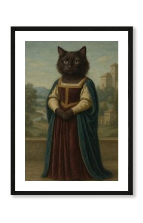 Regal cat in Renaissance attire.