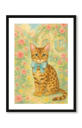 Charming feline garden scene