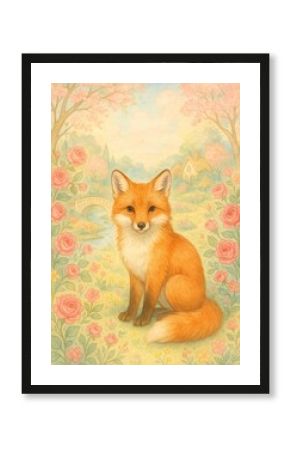 Charming fox amidst floral paradise.