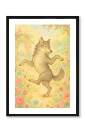 Whimsical wolf dances joyfully mobile wallpaper