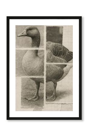 Vintage collage goose art mobile wallpaper