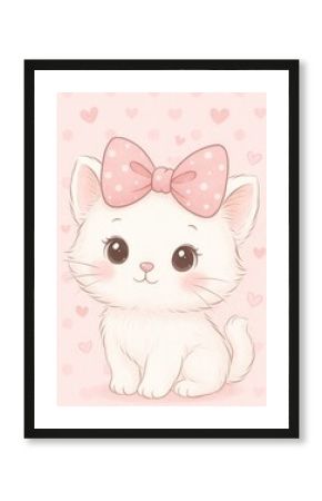 Adorable kitten with pink bow.