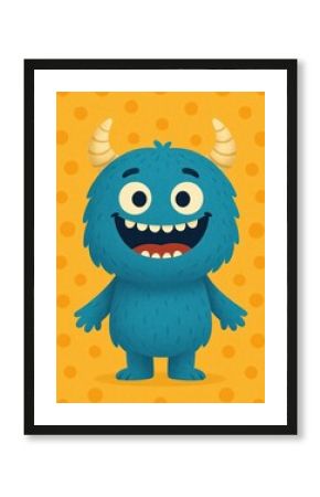 Cute blue monster illustration