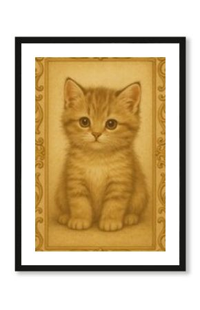 Vintage kitten portrait wallpaper for mobile