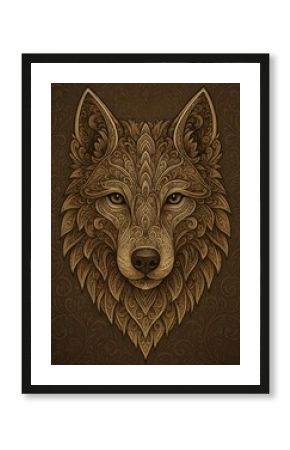 Intricate wolf design wallpaper