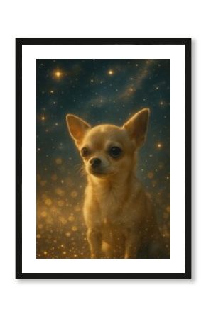 Chihuahua amidst cosmic sparkles