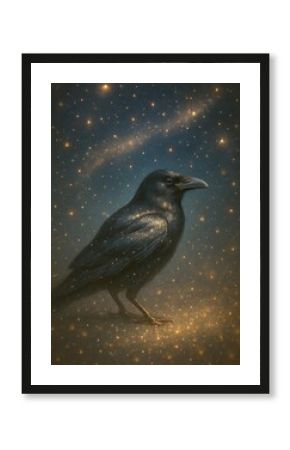 Raven amidst cosmic stars