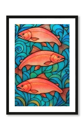 Vibrant stained glass fish mobile wallpaper