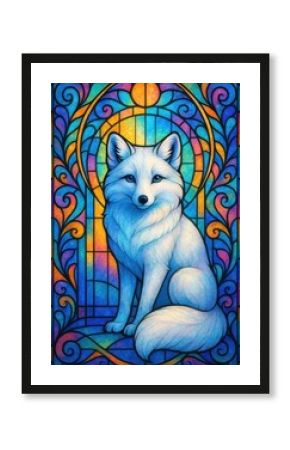 Vibrant fox stained glass art.