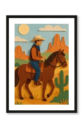 Western cowboy paper art