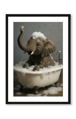 Adorable elephant enjoying bath