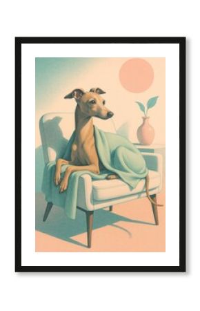 Elegant dog lounging art.
