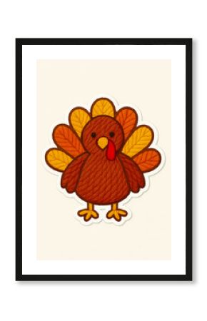 Yarn style clipart of Thanksgiving turkey, woven textured template, graphic design illustration wallpaper 
