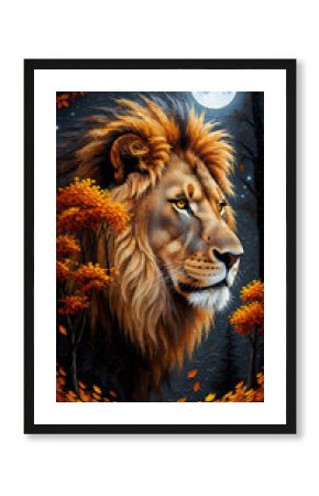 Lion in the night I Wall Decor 