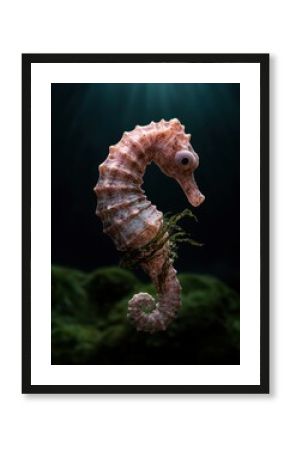 Close-up of a seahorse in the ocean.