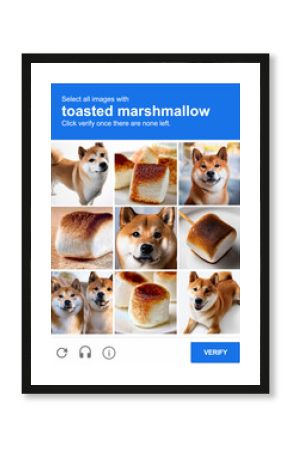 Shiba Inu dog or toasted marshmallow Captcha test