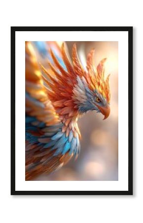 A Colorful Mythical Bird in Flight