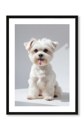 an adorable Maltese dog sitting on a white isolated background for your pet business needs