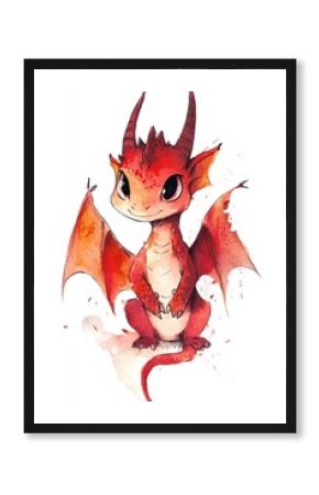 Dragon illustration cute watercolor.